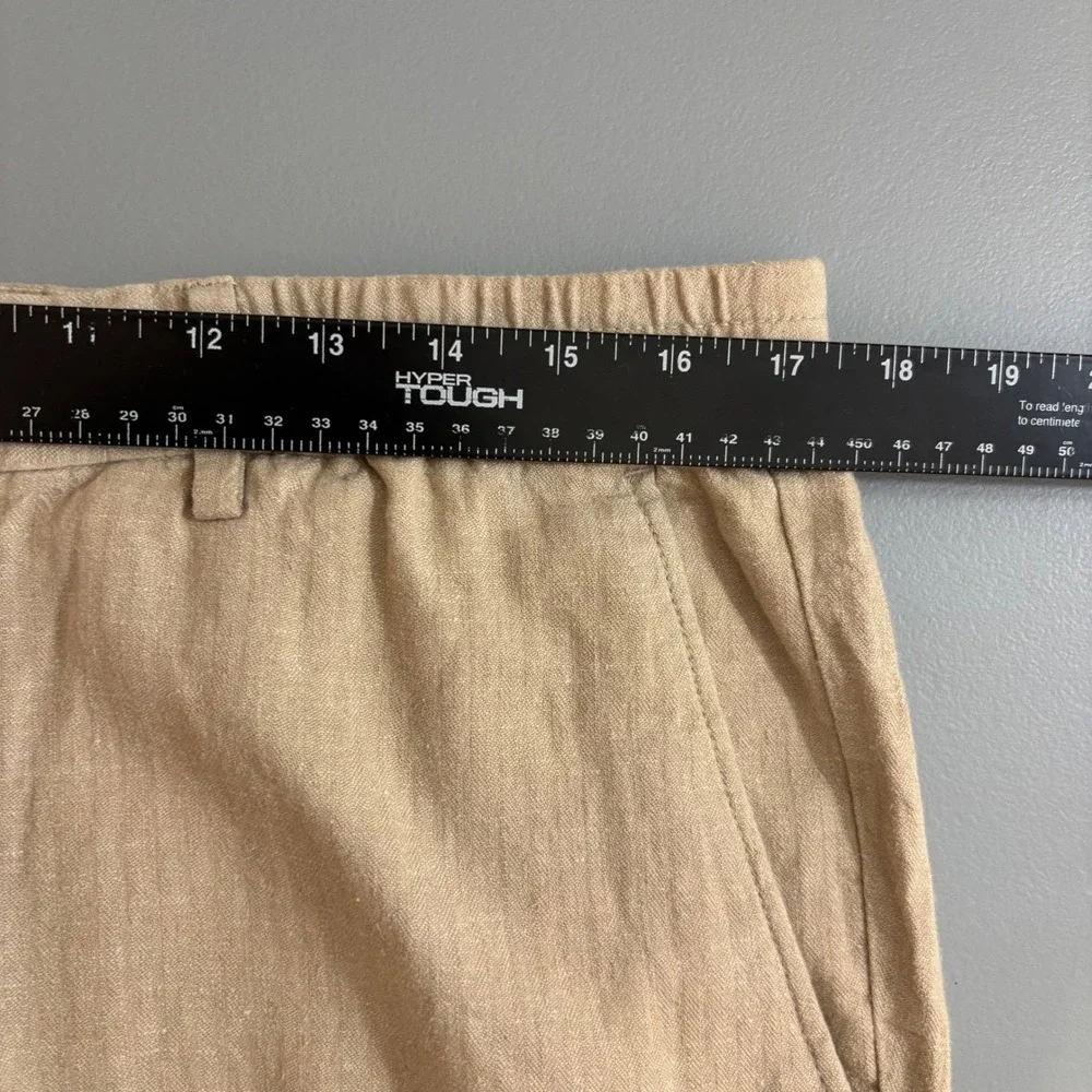 Banana Republic Mens 36x30 Slim Fit Linen Cotton Blend Elastic Waist Pants Tan